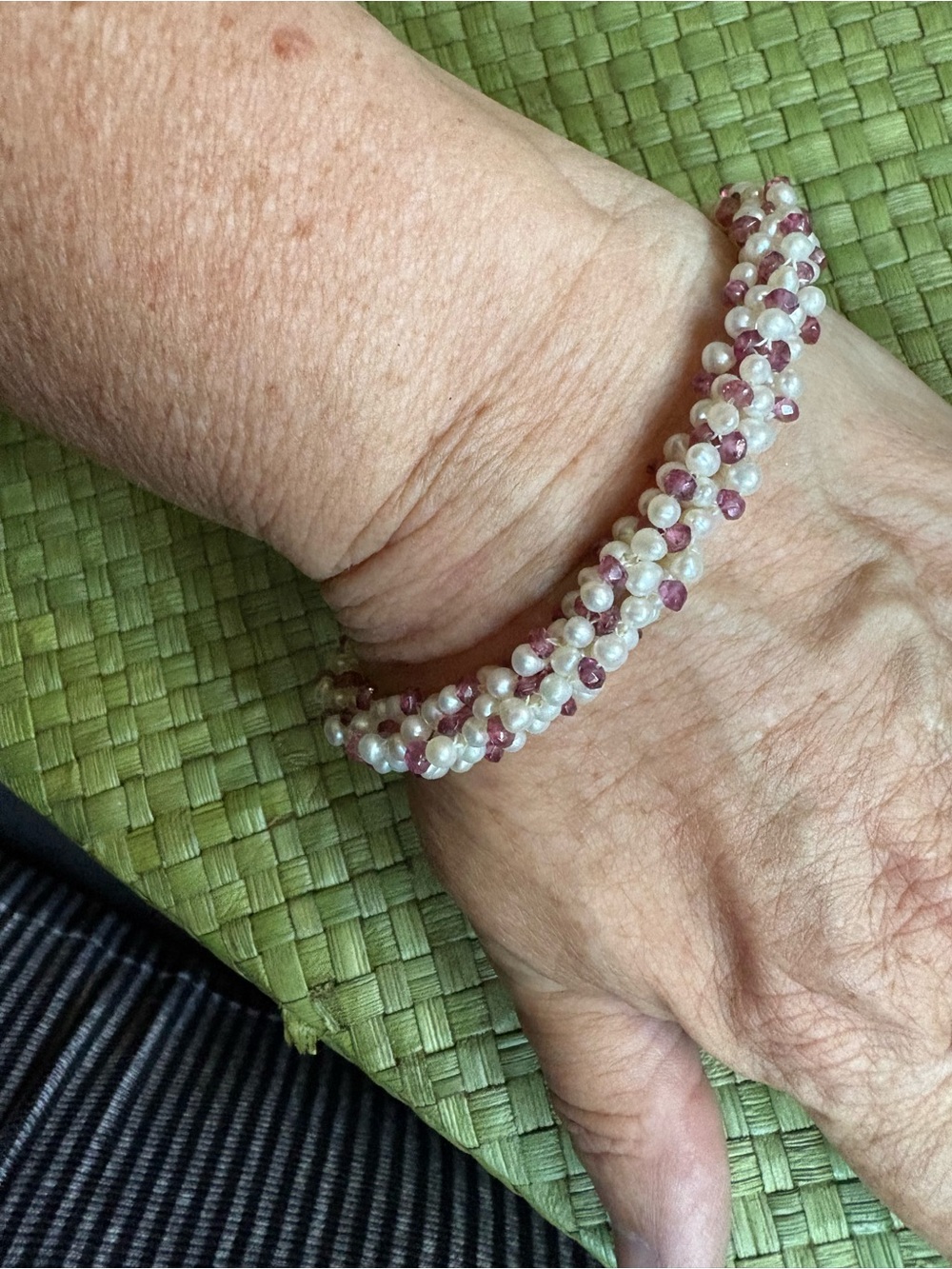 Fresh Water Pearl with tiny Garnets